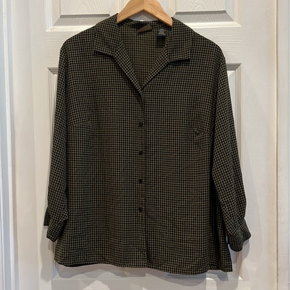 Vintage Laura Scott Women Herringbone Button Down Blouse - Picture 8 of 8